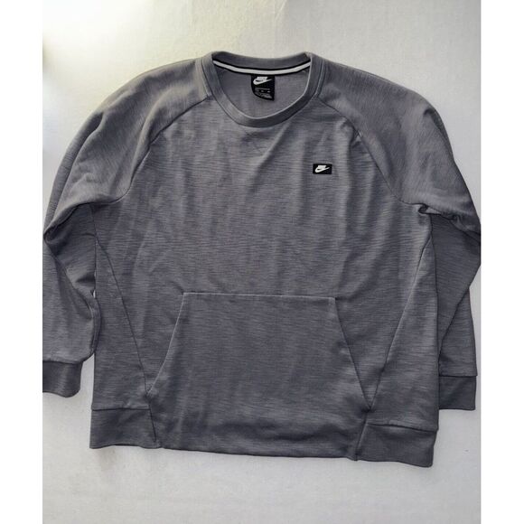 Nike‎ Optic Crewneck Sweatshirt Mens XL Gray Kangaroo Pockets Retro NSW - Picture 1 of 5
